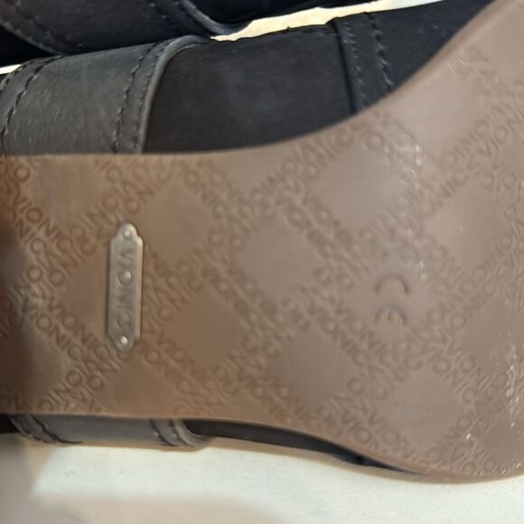 Vionic Black Suede Block Heel Mules Buckle Slip On Comfort Shoes Minimalist - Picture 13 of 14